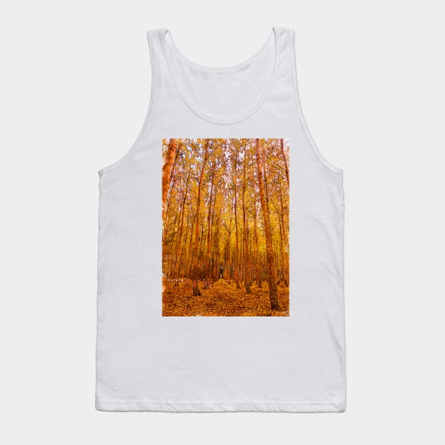 Yellow Leaves Forest Trees Tank Top by ColortrixArt